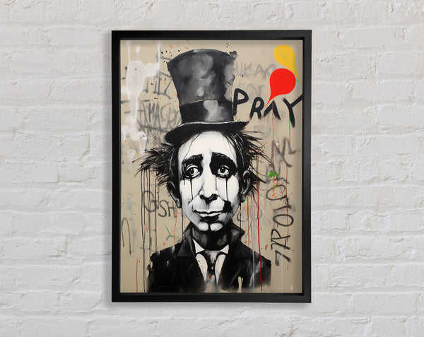 Tophat Man Tears Graffiti Framed Print