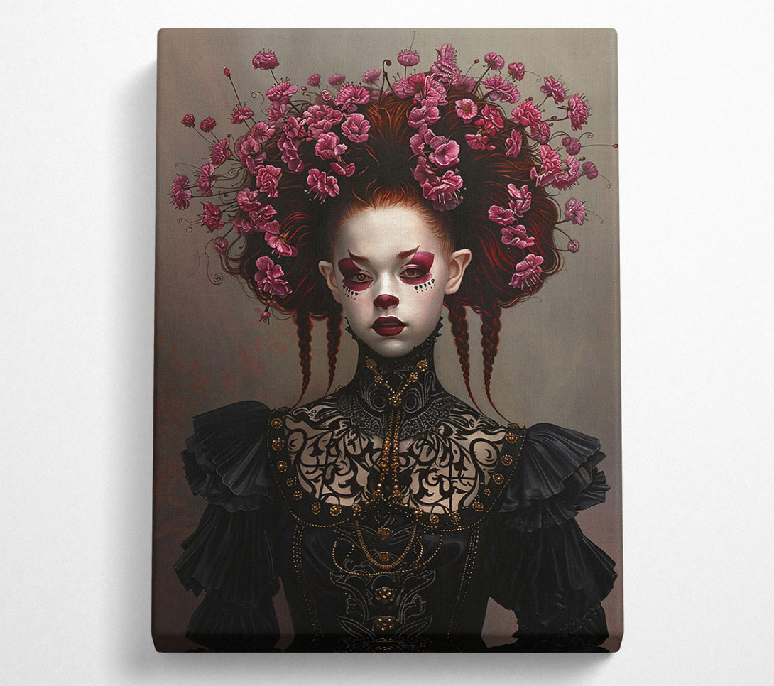  A Canvas Print of Crimson Floral Embrace Canvas Art