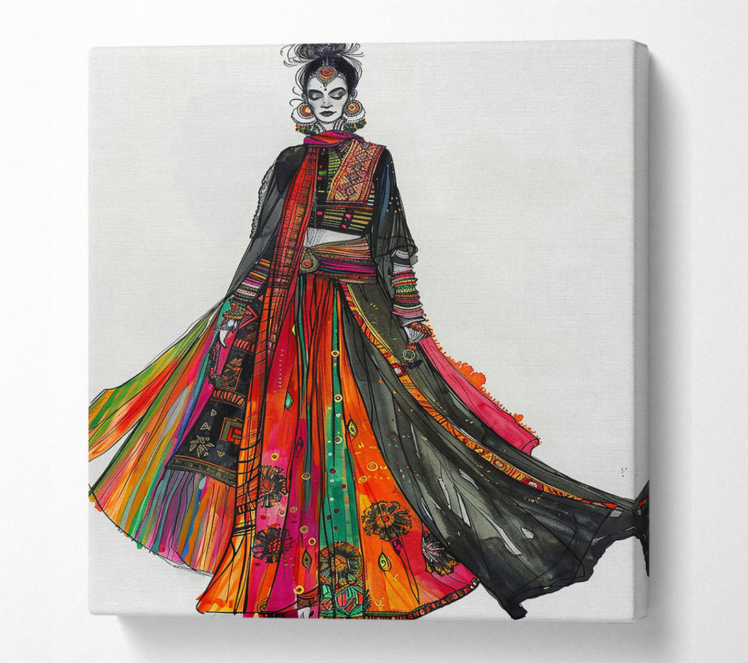  A Canvas Print of Orange And Black Elegance Canvas Wall Art