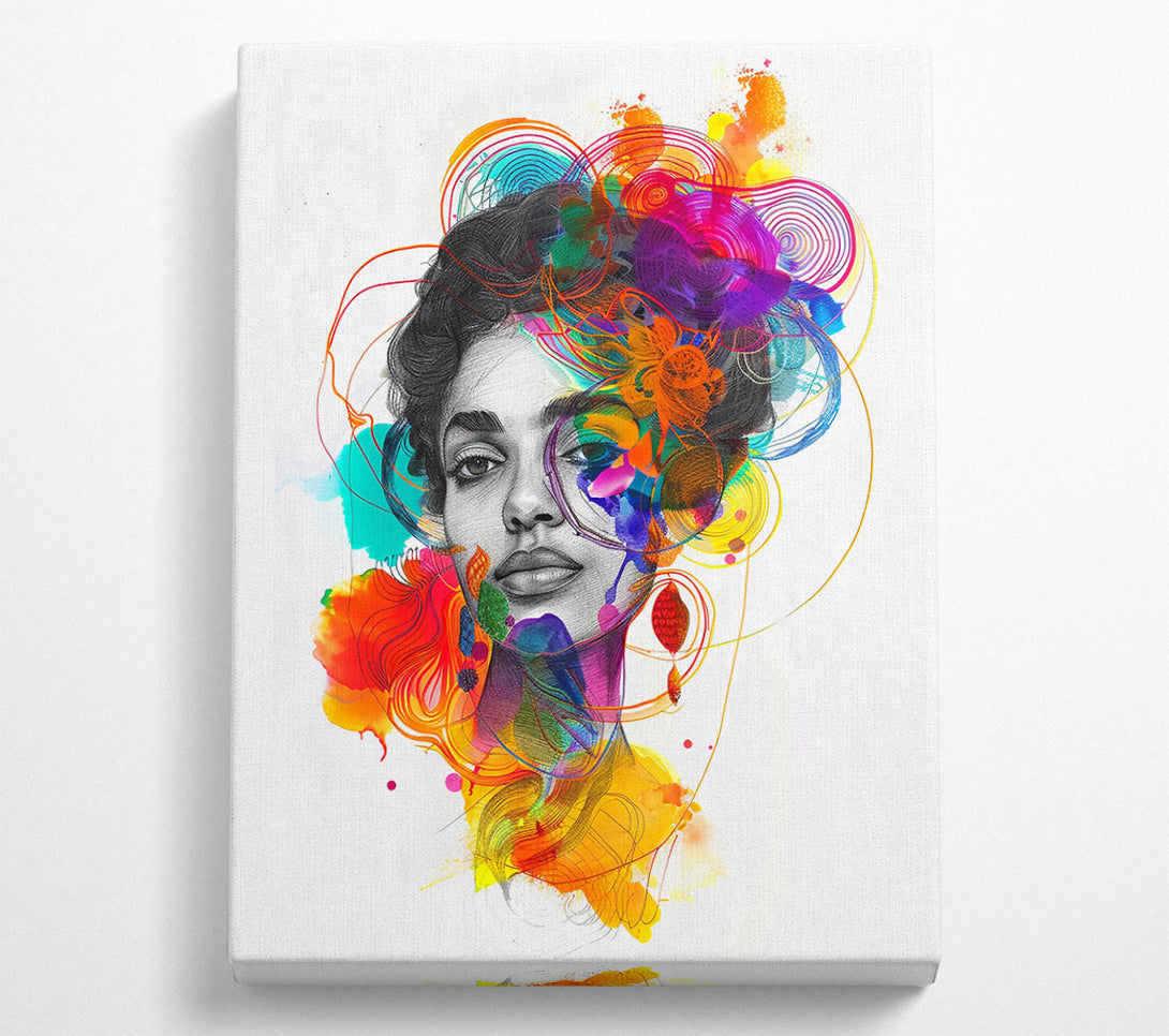  A Canvas Print of Orange Abstract Portrait Canvas Art