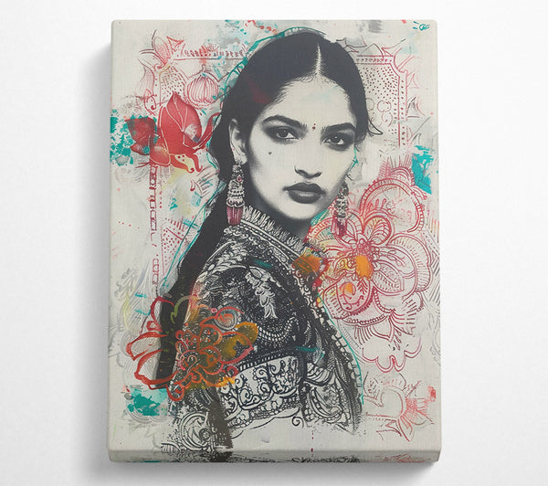  A Canvas Print of Crimson Floral Gaze Canvas Art
