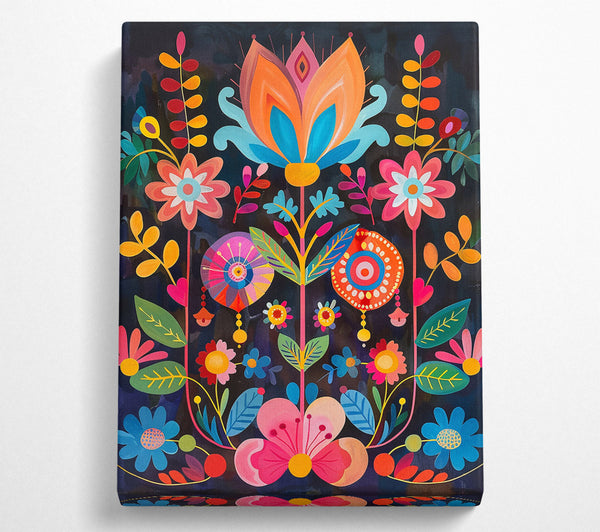  A Canvas Print of Pink And Blue Bloom Canvas Wall Art