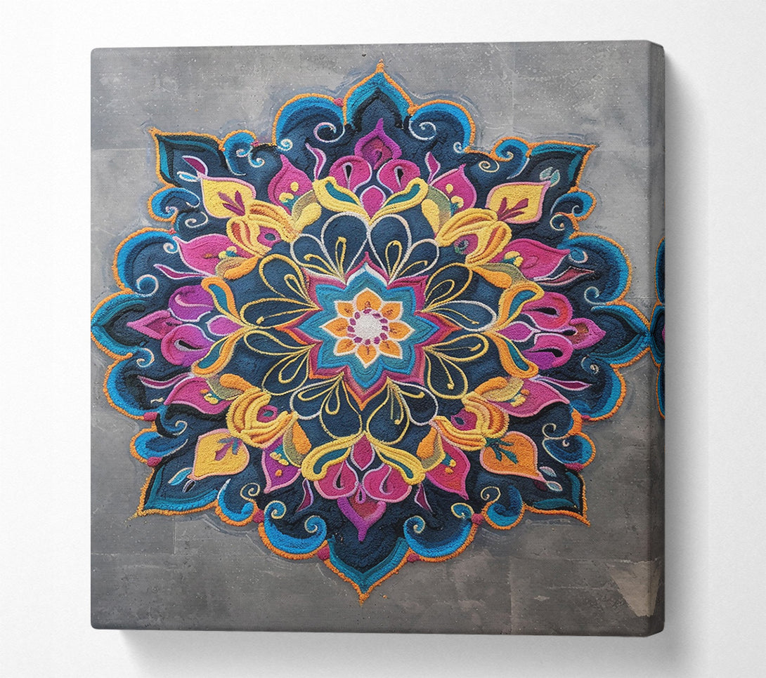 A Canvas Print of Blue Floral Mandala Canvas Wall Art