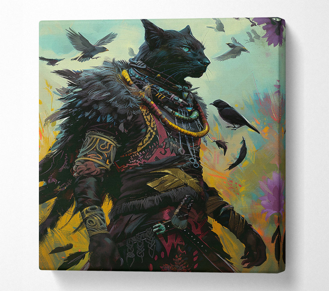  A Canvas Print of Black Feline Wanderer Canvas Art