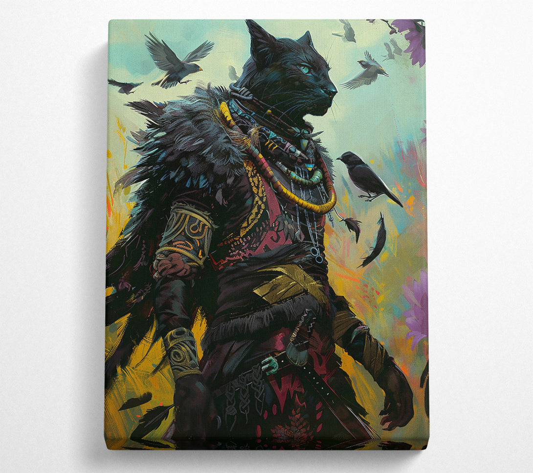  A Canvas Print of Black Feline Wanderer Canvas Art