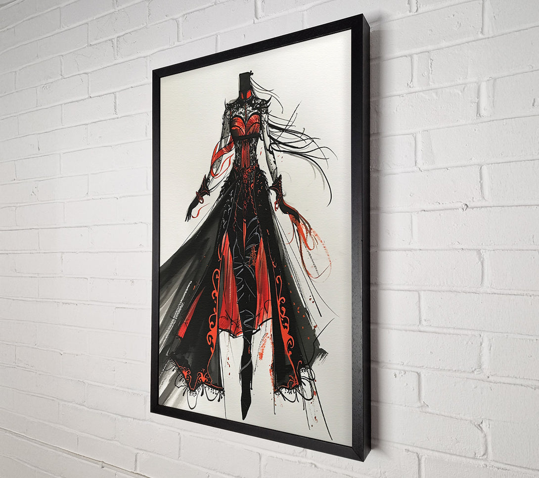  A Canvas Print of Crimson Gothic Dress Canvas Wall Art