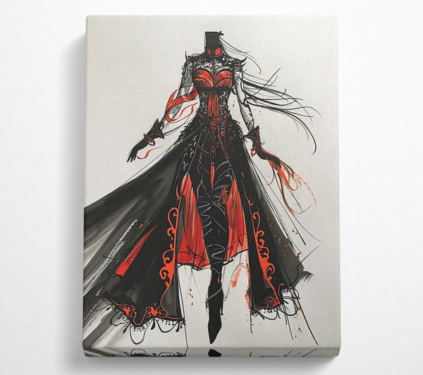 A Canvas Print of Crimson Gothic Dress Canvas Wall Art