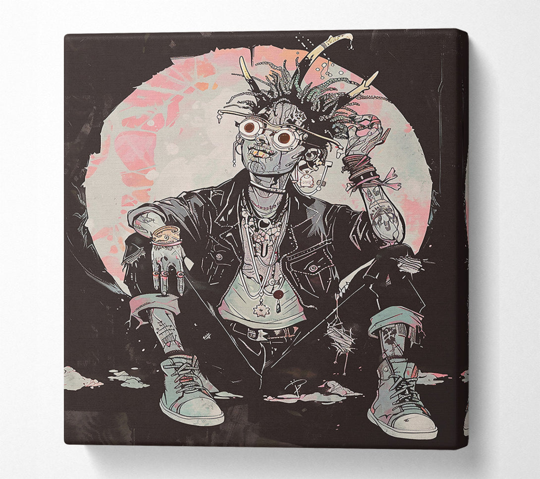  A Canvas Print of Pink Moon Punk Canvas Print
