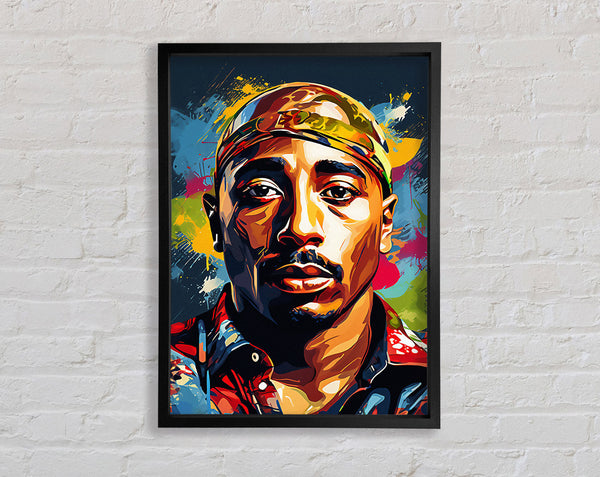 Tupac Paint Splash Framed Print