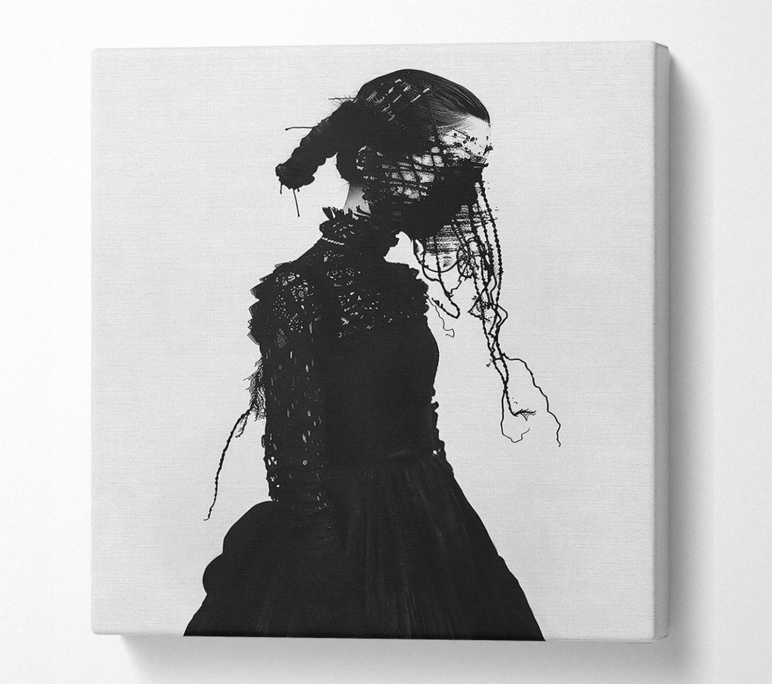  A Canvas Print of Black Veiled Figure Canvas Wall Art