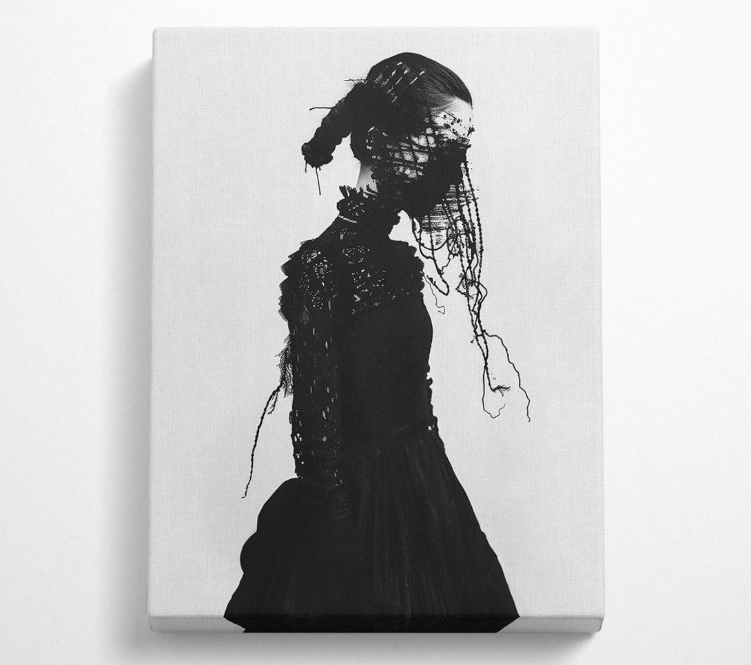  A Canvas Print of Black Veiled Figure Canvas Wall Art