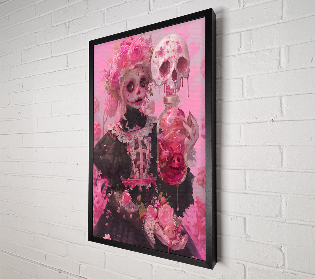  A Canvas Print of Pink Sugar Skull Dreams Canvas Print