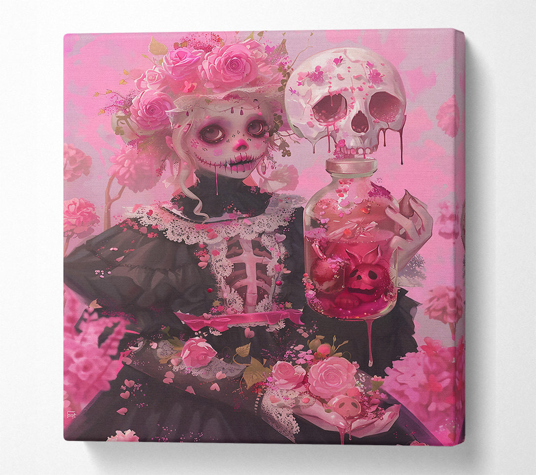 A Canvas Print of Pink Sugar Skull Dreams Canvas Print