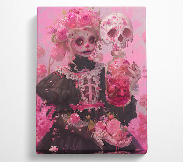  A Canvas Print of Pink Sugar Skull Dreams Canvas Print
