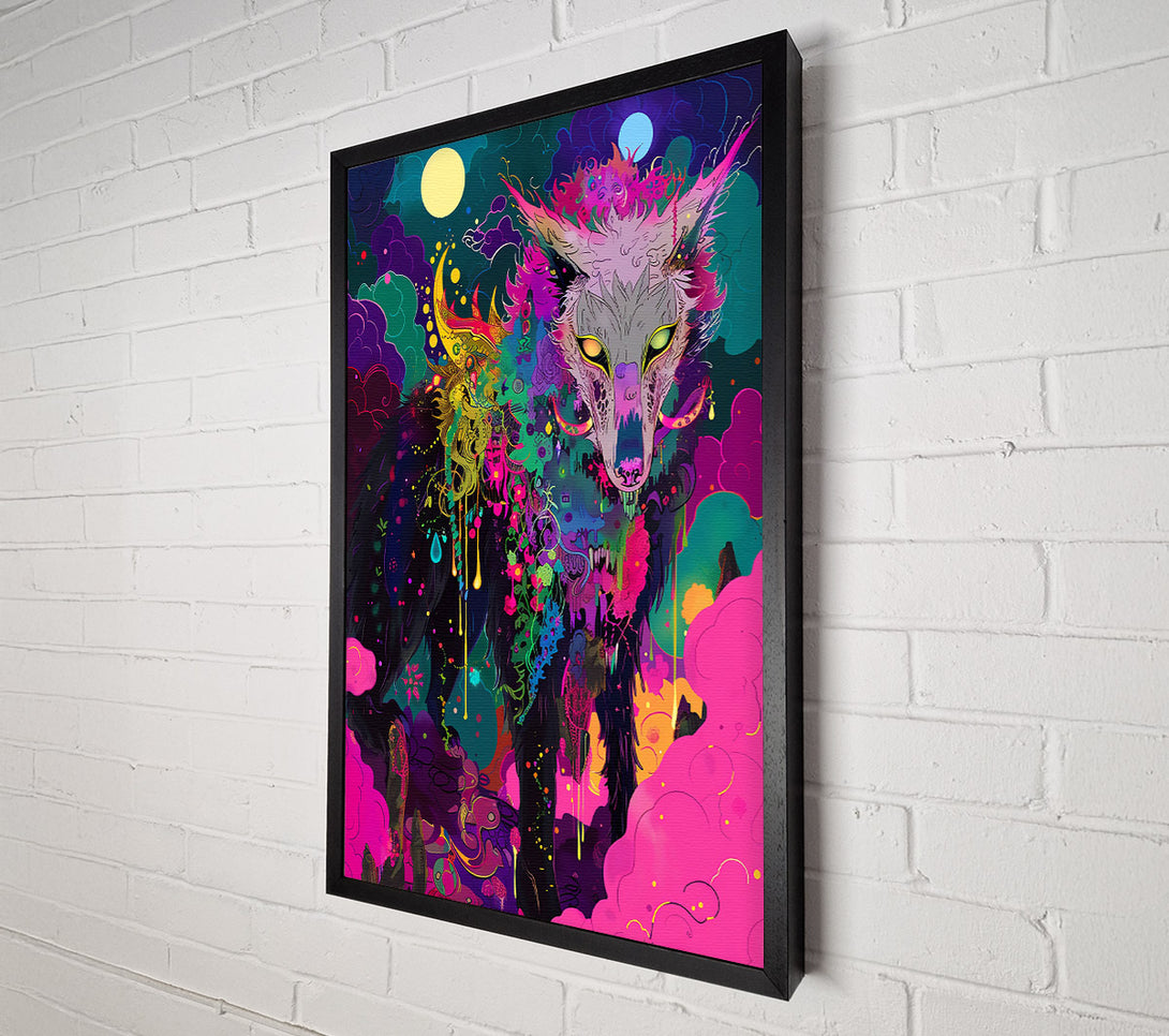  A Canvas Print of Pink Night Wolf Canvas Print