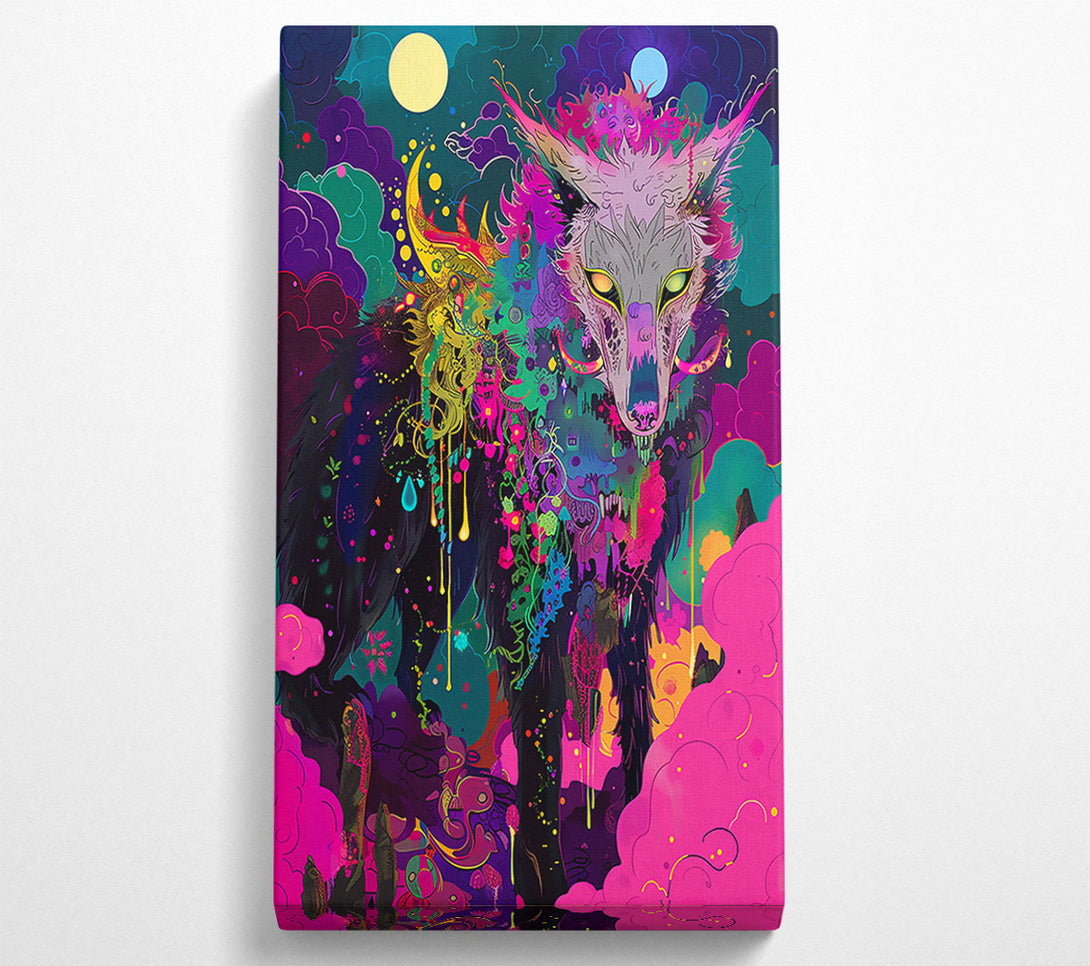  A Canvas Print of Pink Night Wolf Canvas Print