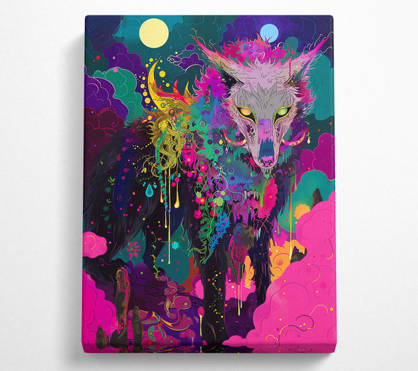  A Canvas Print of Pink Night Wolf Canvas Print