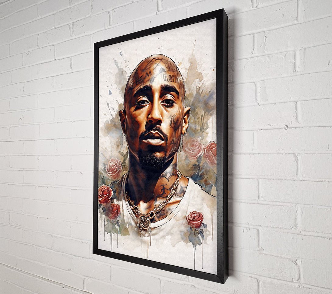  A Canvas Print of Tupac Watercolour Roses Canvas Print