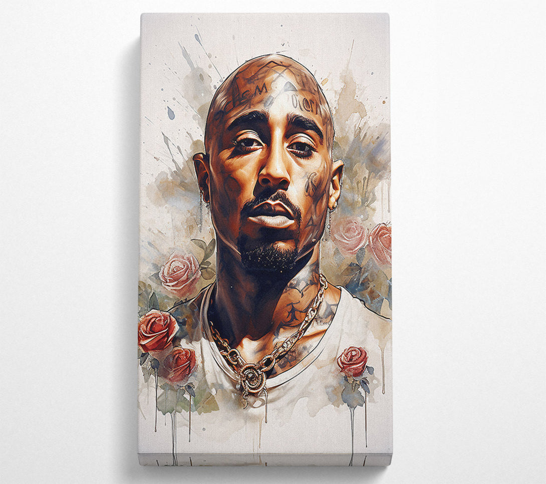  A Canvas Print of Tupac Watercolour Roses Canvas Print