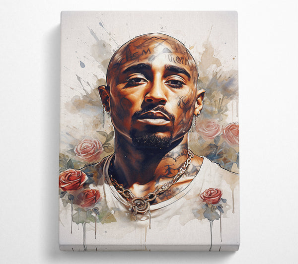  A Canvas Print of Tupac Watercolour Roses Canvas Print