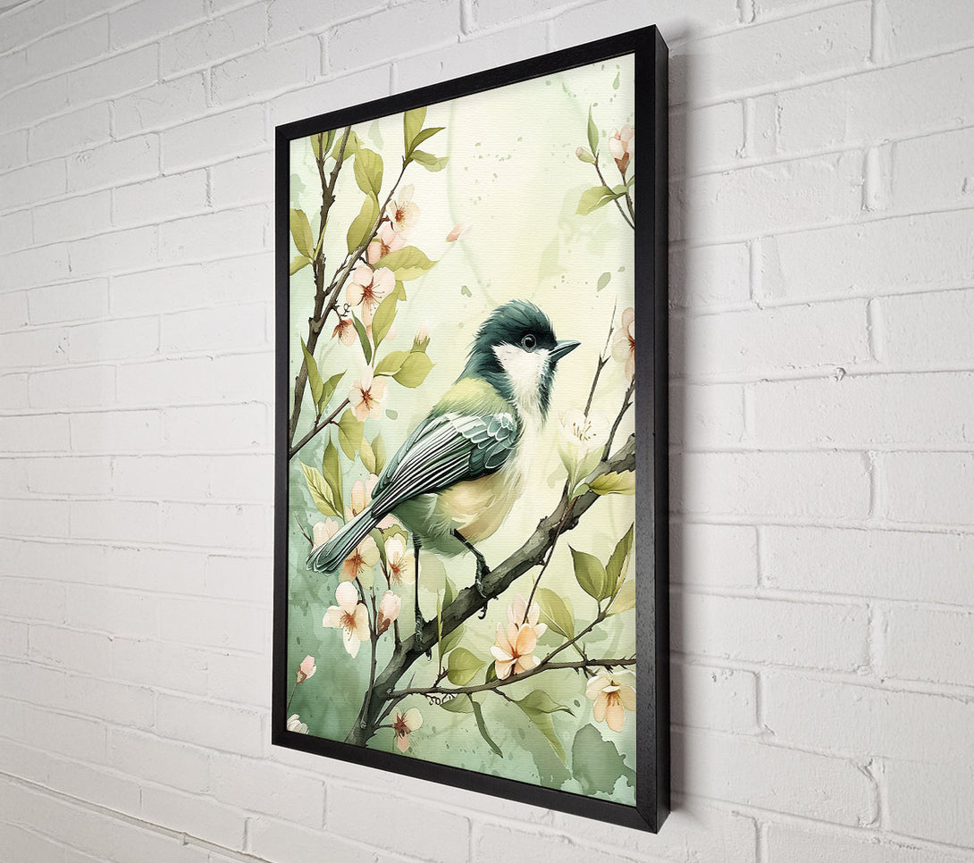  A Canvas Print of Green Bird In Bloom Canvas Print