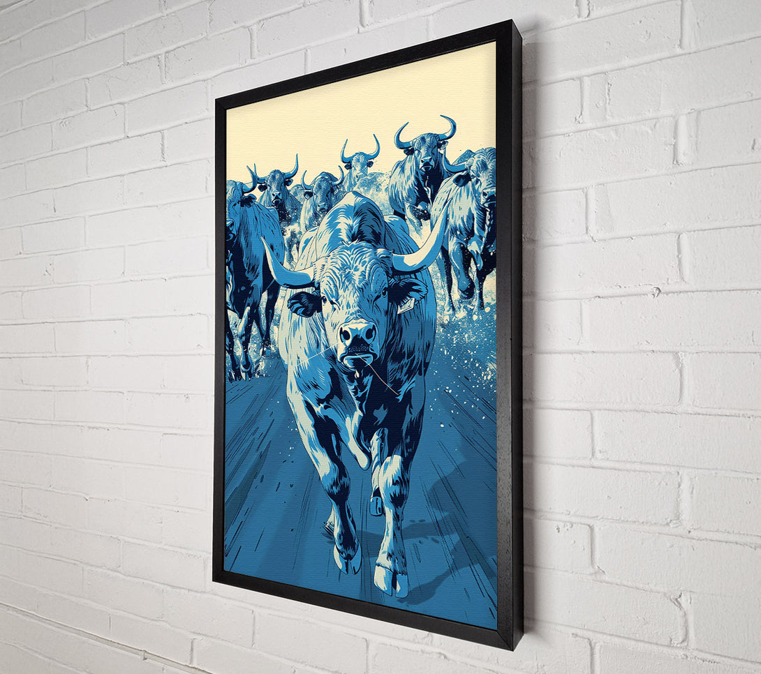  A Canvas Print of Azure Bull Charge Canvas Art