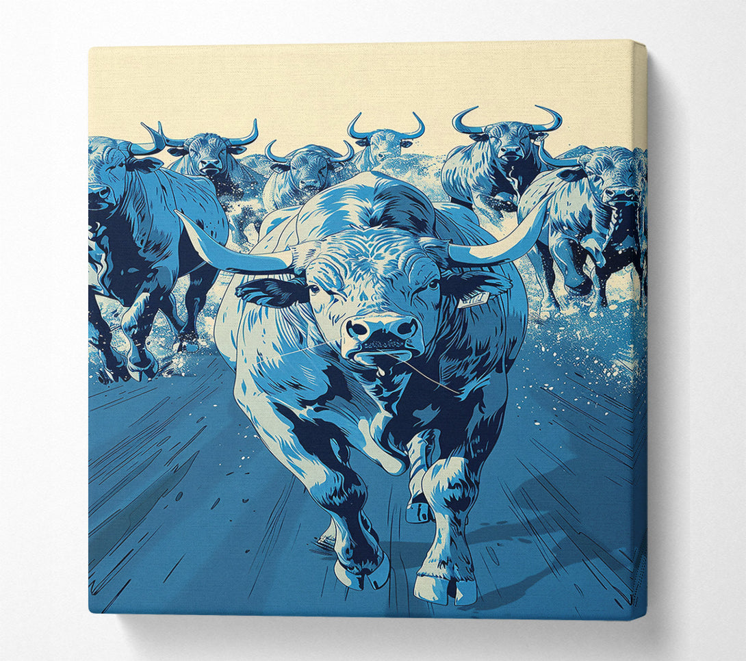  A Canvas Print of Azure Bull Charge Canvas Art