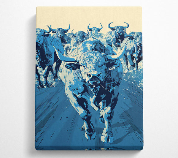  A Canvas Print of Azure Bull Charge Canvas Art