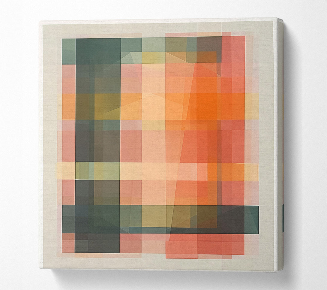  A Canvas Print of Orange Grid Layers Canvas Wall Art