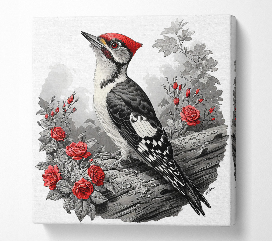  A Canvas Print of Crimson Woodpecker Song Canvas Art
