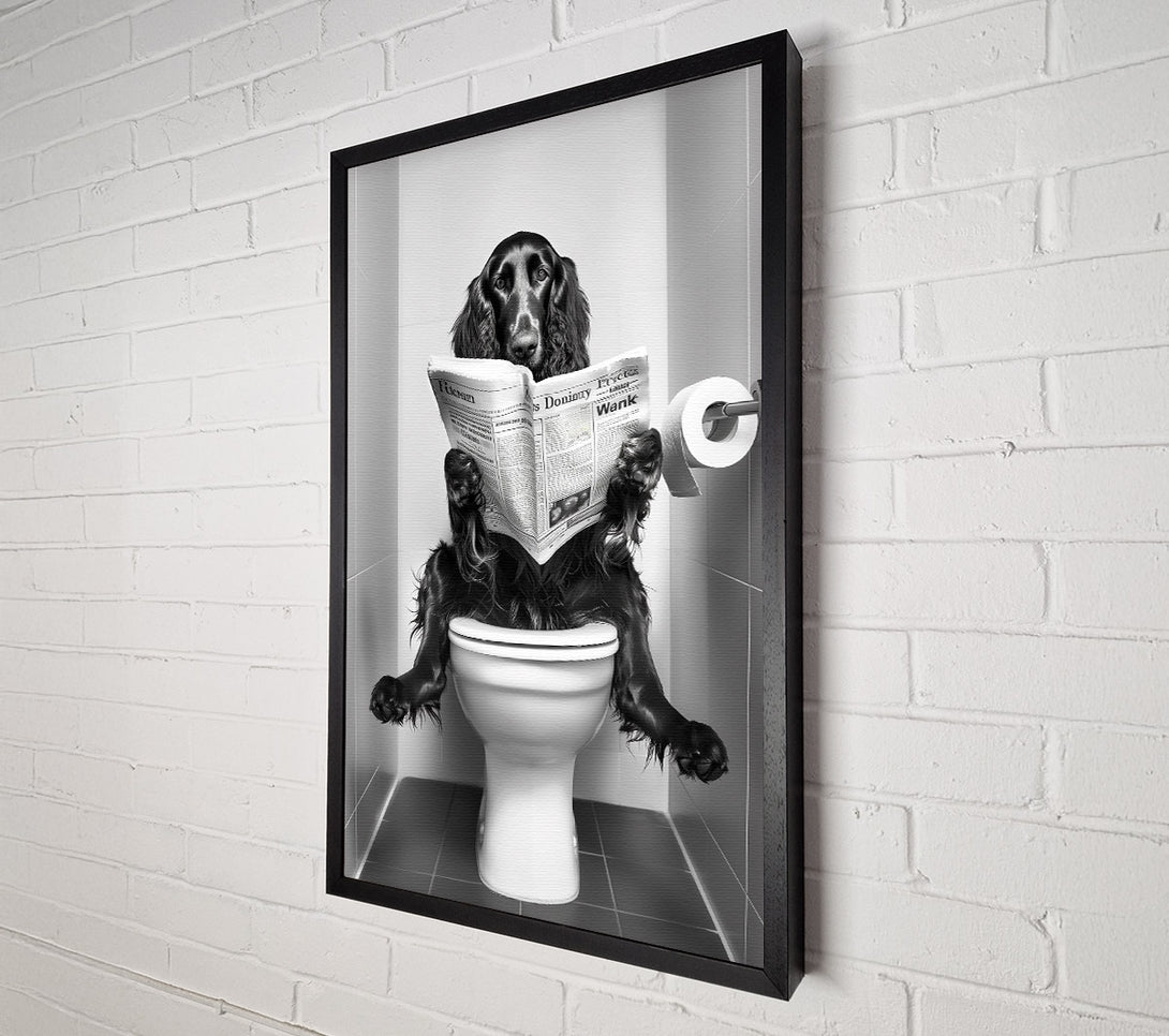  A Canvas Print of Black Dog Reads The News Canvas Wall Art