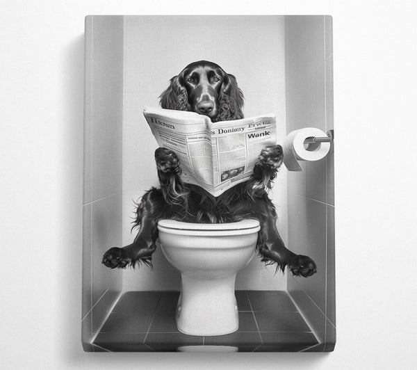  A Canvas Print of Black Dog Reads The News Canvas Wall Art