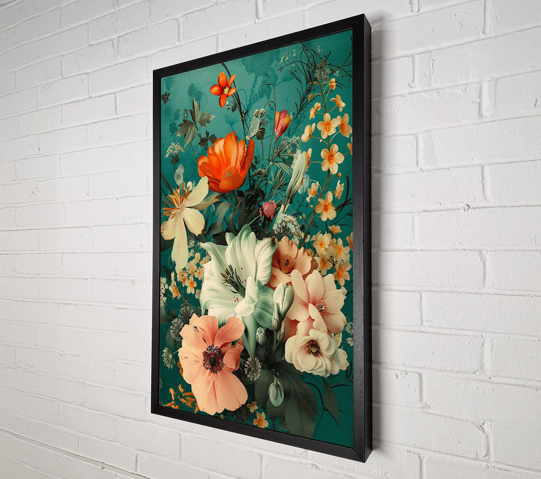  A Canvas Print of Coral And Teal Bouquet Canvas Art