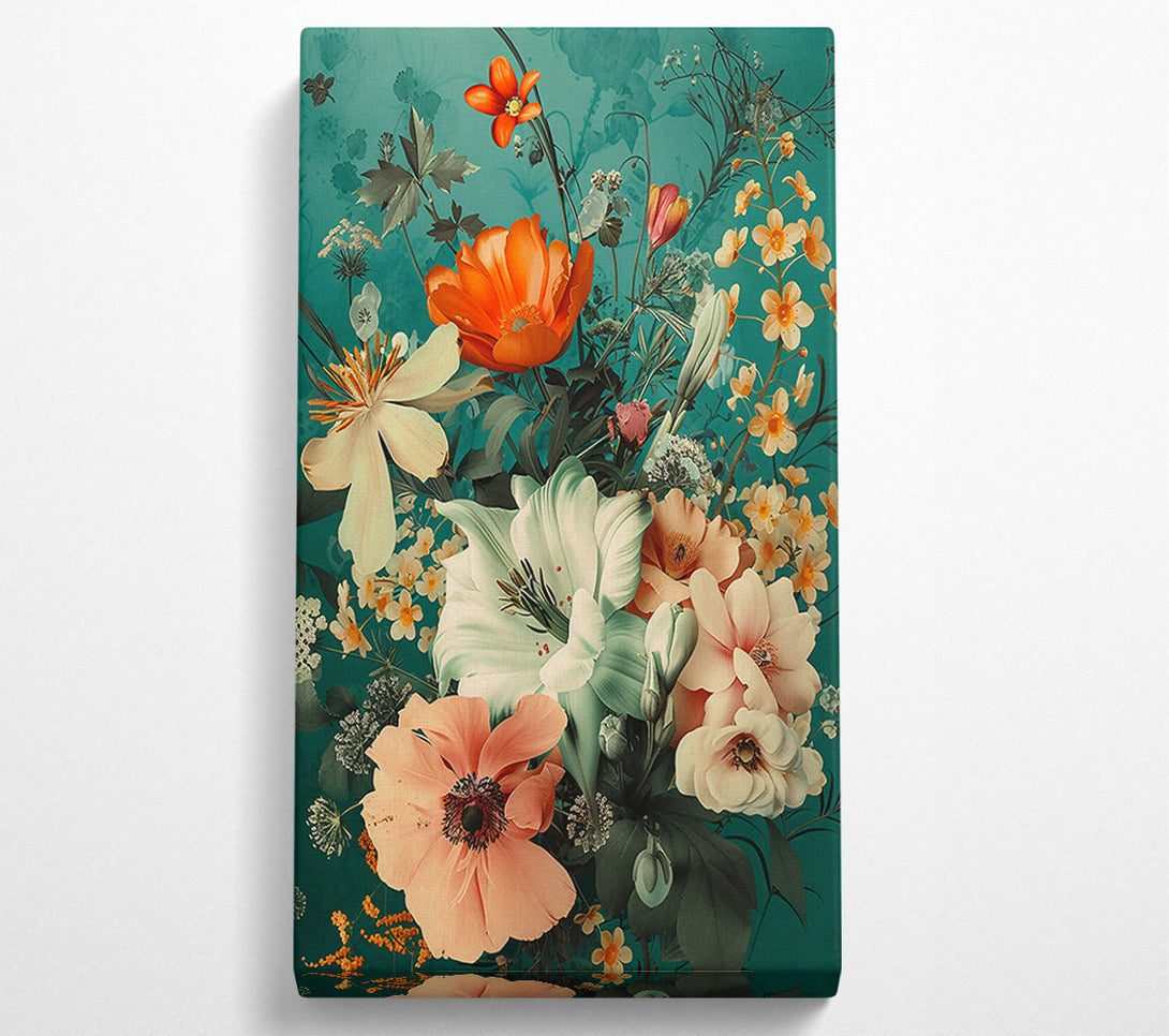  A Canvas Print of Coral And Teal Bouquet Canvas Art