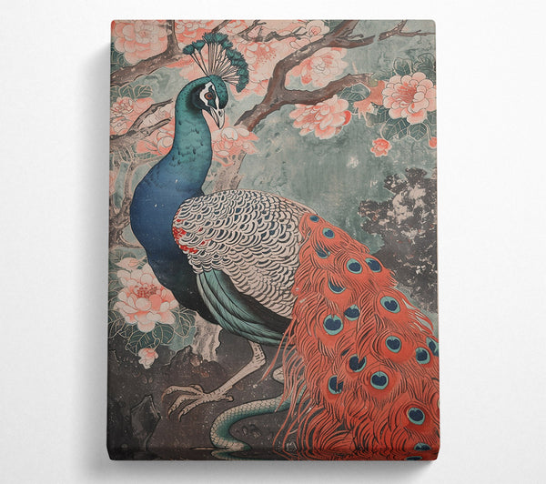  A Canvas Print of Crimson Peacock Bloom Canvas Wall Art