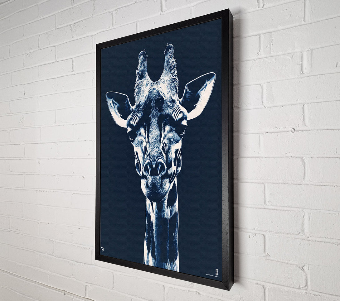  A Canvas Print of Indigo Giraffe Gaze Canvas Wall Art