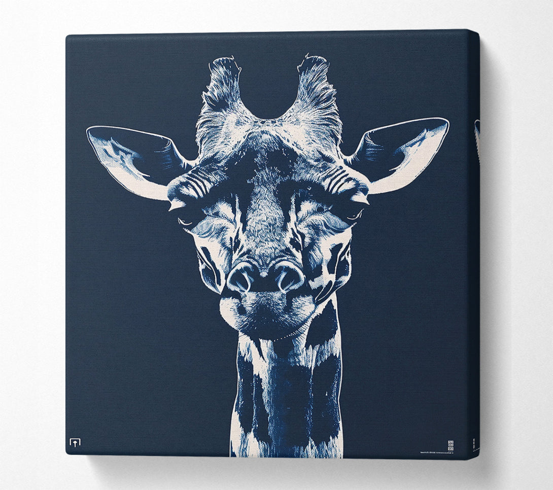  A Canvas Print of Indigo Giraffe Gaze Canvas Wall Art