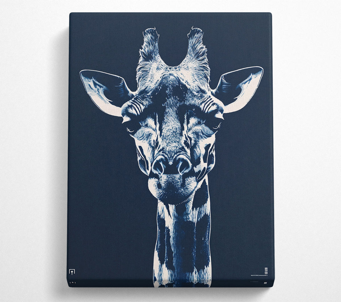  A Canvas Print of Indigo Giraffe Gaze Canvas Wall Art