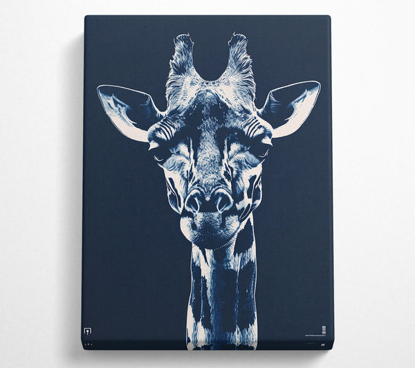  A Canvas Print of Indigo Giraffe Gaze Canvas Wall Art