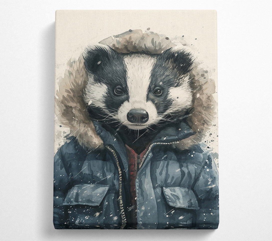  A Canvas Print of Blue Badger In Winter Canvas Art