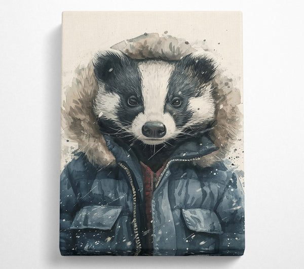  A Canvas Print of Blue Badger In Winter Canvas Art