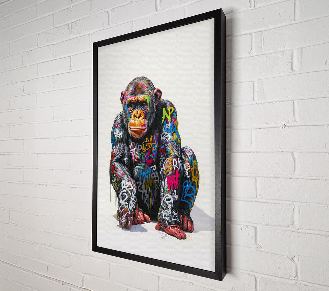  A Canvas Print of Black Graffiti Ape Canvas Art