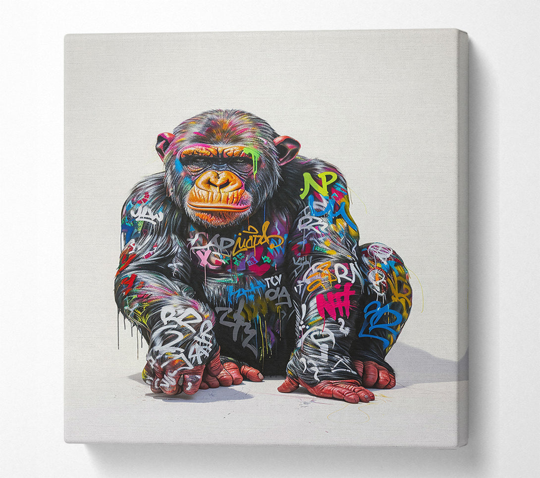  A Canvas Print of Black Graffiti Ape Canvas Art