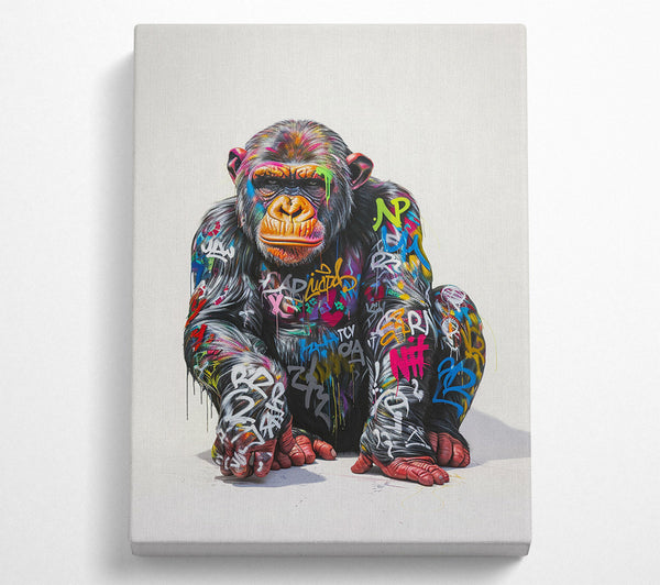  A Canvas Print of Black Graffiti Ape Canvas Art