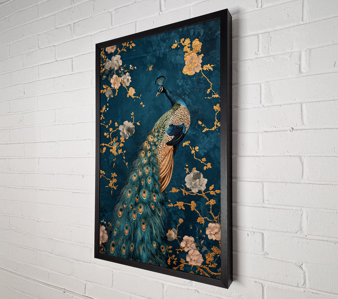  A Canvas Print of Teal Peacock Bloom Canvas Wall Art