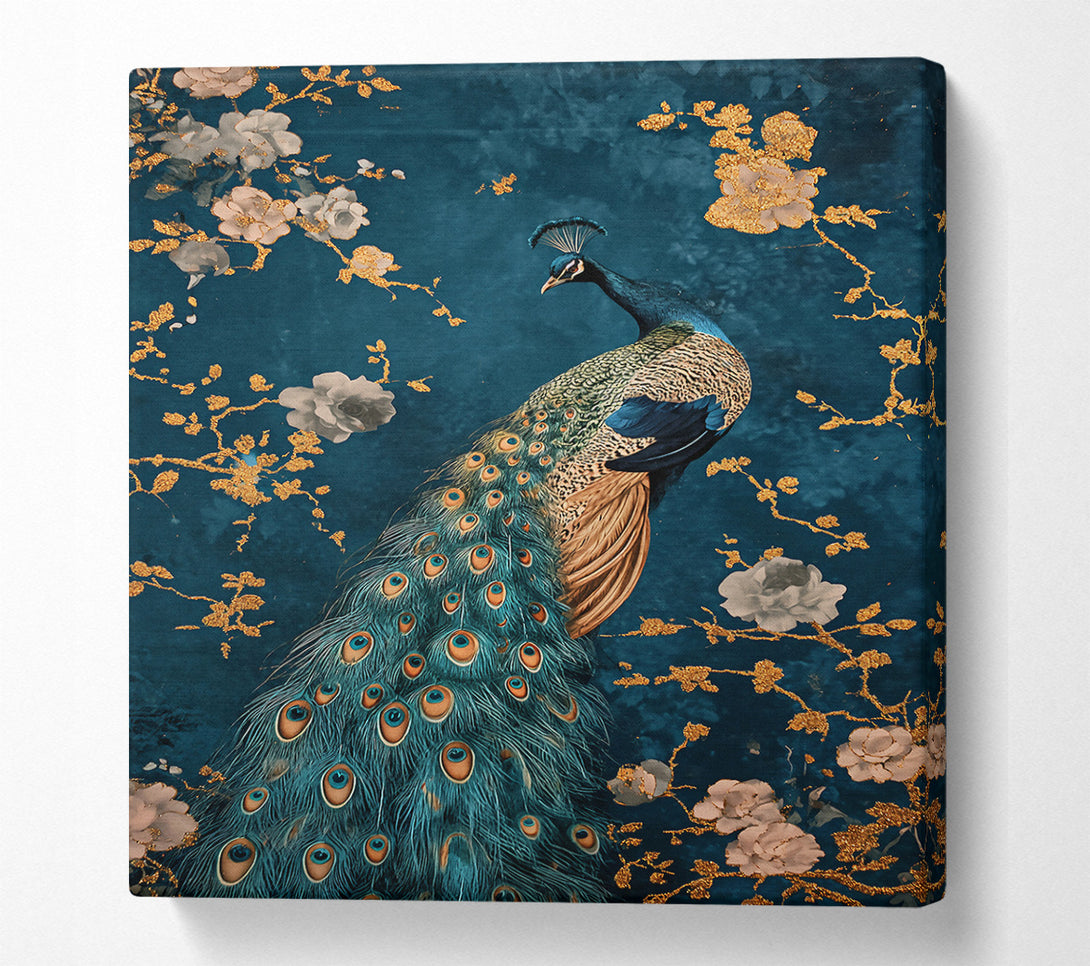  A Canvas Print of Teal Peacock Bloom Canvas Wall Art