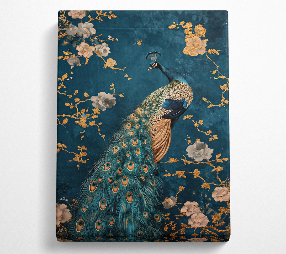  A Canvas Print of Teal Peacock Bloom Canvas Wall Art