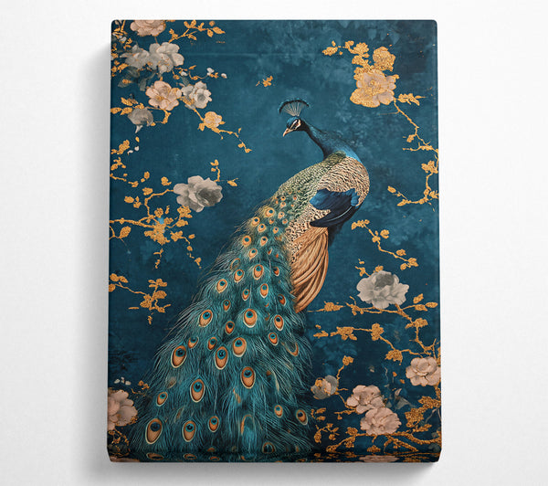  A Canvas Print of Teal Peacock Bloom Canvas Wall Art