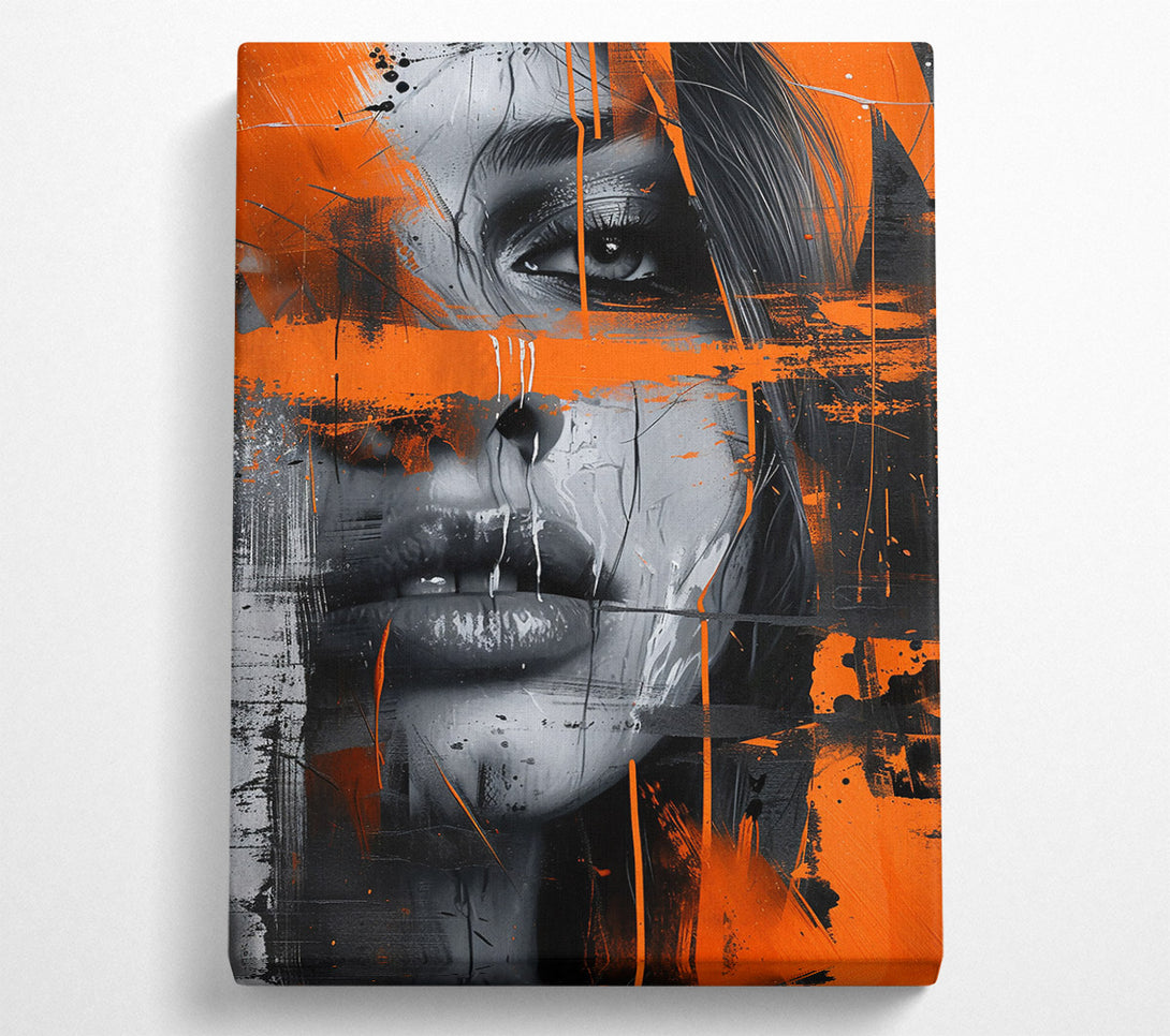  A Canvas Print of Orange Abstract Portrait Canvas Art