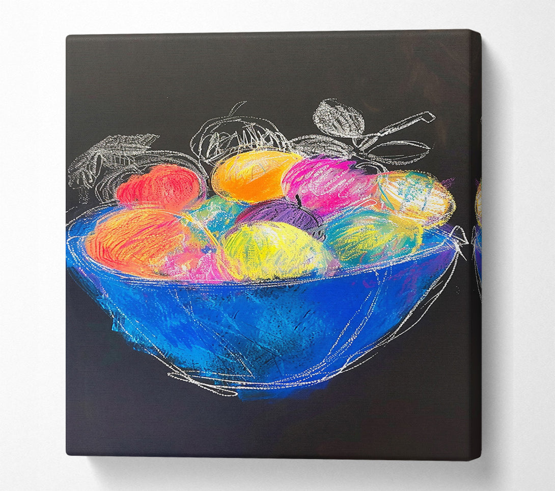  A Canvas Print of Blue Bowl Of Fruit Canvas Wall Art